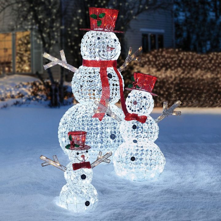 3pc LED Christmas Holiday Lighted Random Twinkling Snowman Family Yard ...