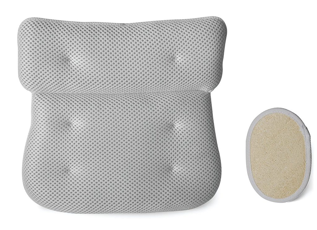 Luxury Plush Bath Spa Pillow with 6 Extra Large Suction Cups PLUS